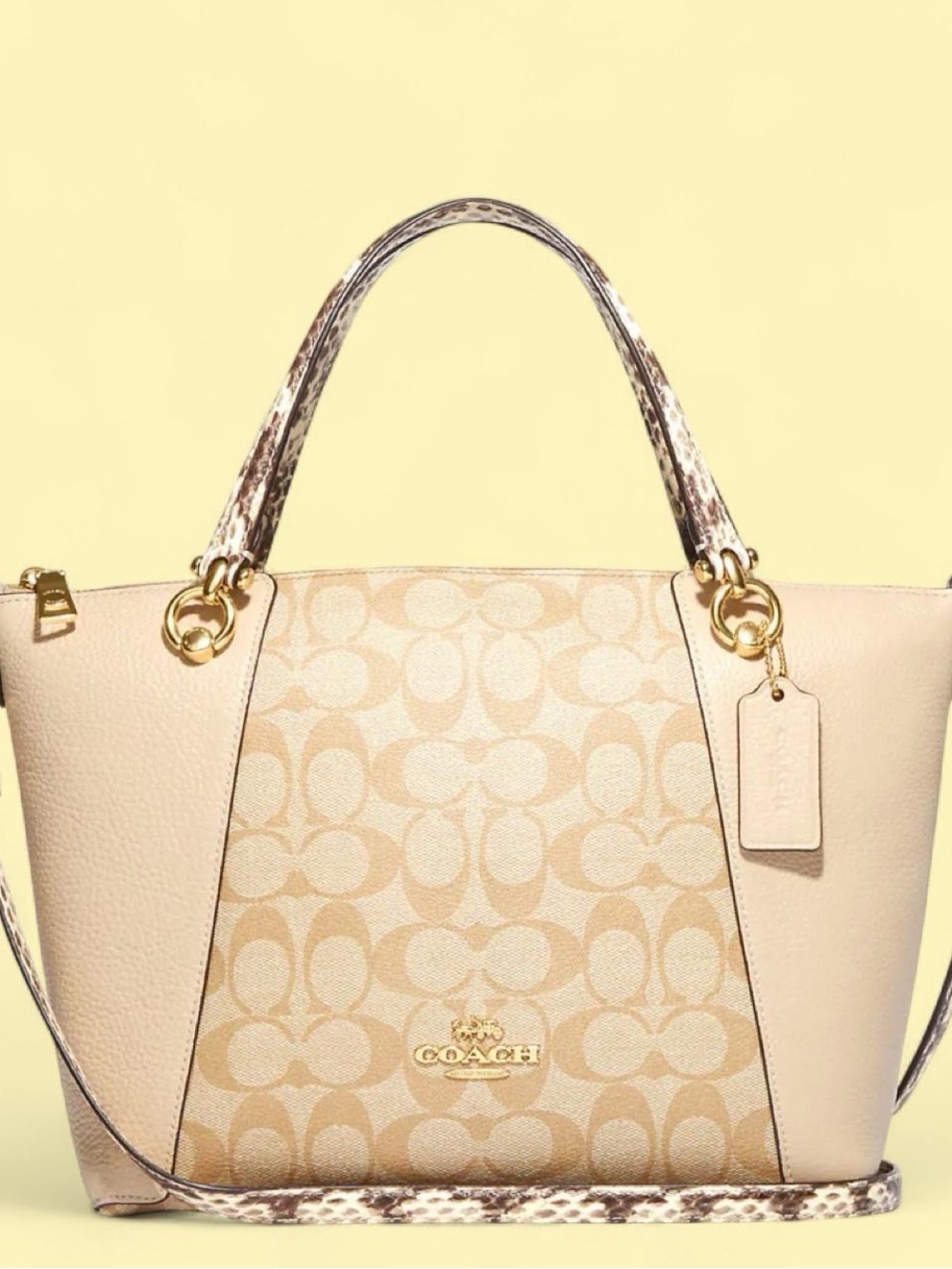 Coach tan purse with gold accents new with tags